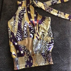 Satin halter tie top